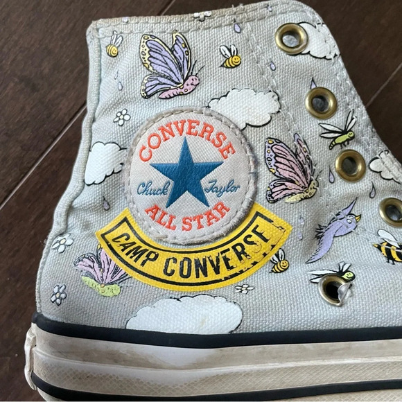 Converse All Star Girls Camp Size 2  Sneakers Without Laces - Picture 3 of 10